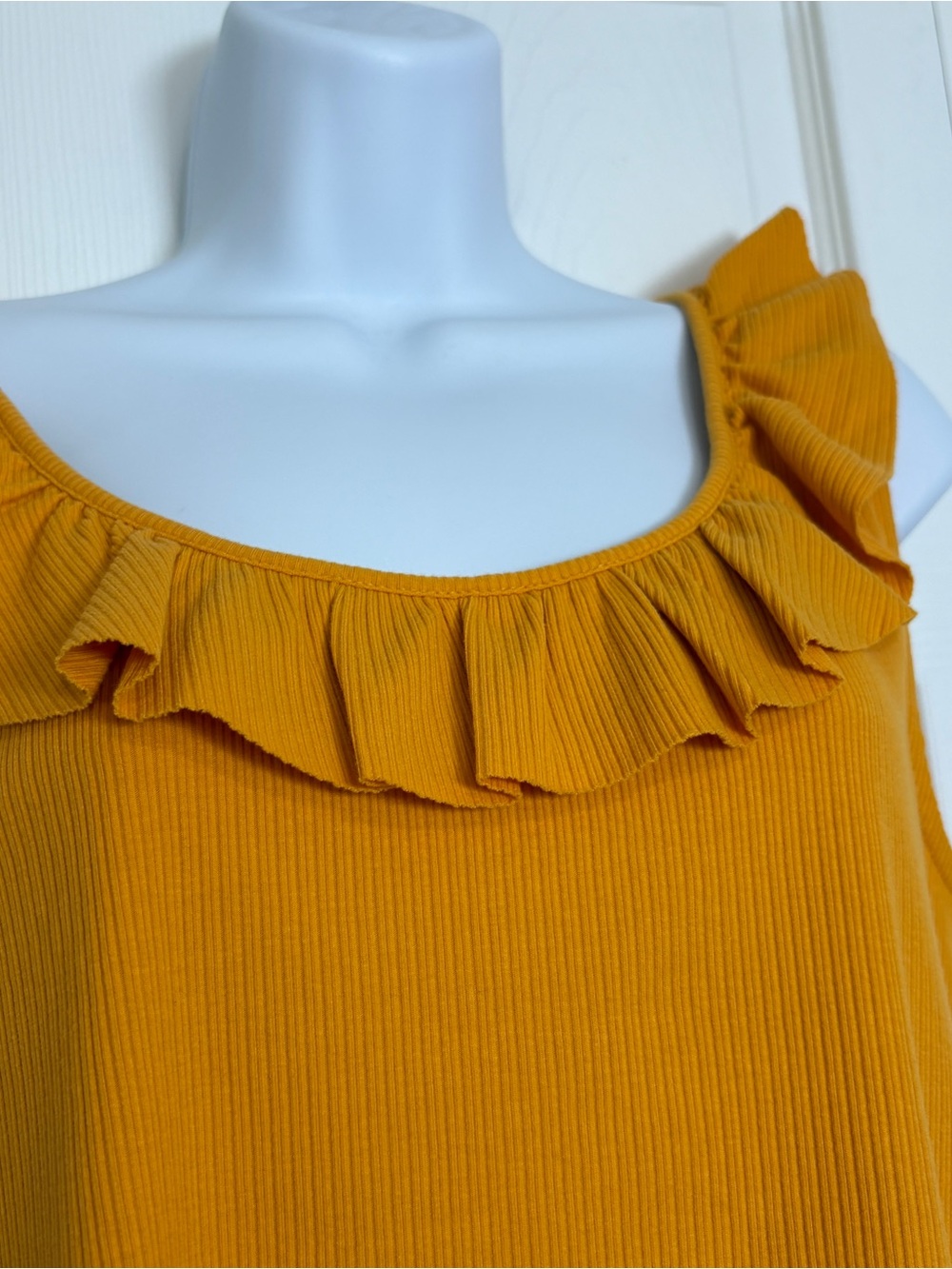 J.Crew Yellow Ruffled Ribbed Sleeveless Tank Top - Picture 2 of 8